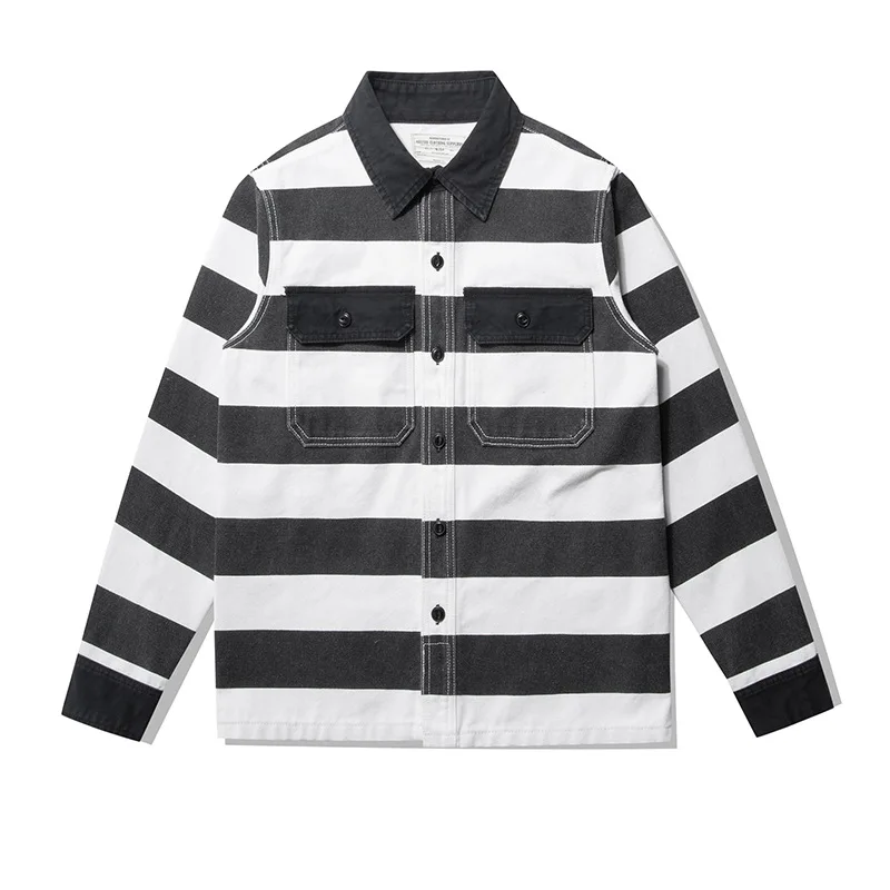 Retro Gaming Jacket - 16oz Schwere Herren-Streifenjacke aus Canvas, Motorradmantel,