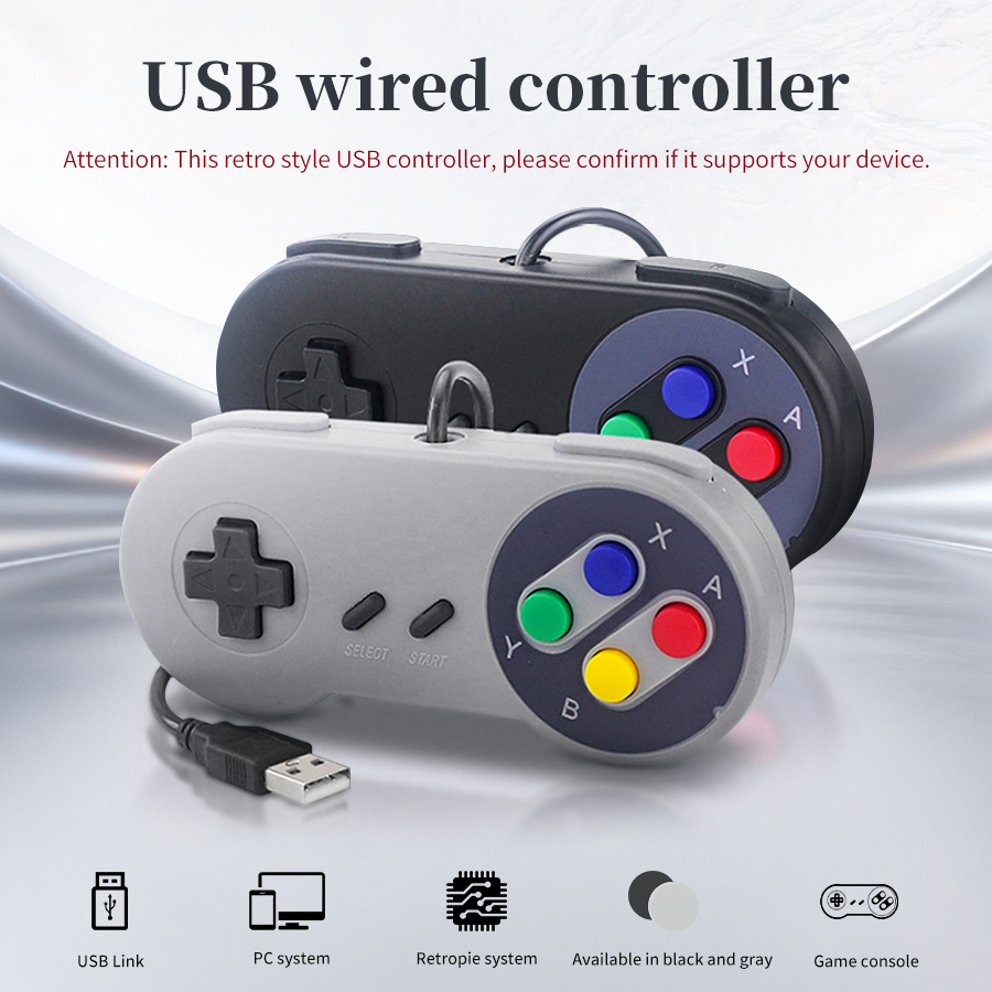 Retro Gaming With Raspberry Pi - USB-Gamepad Retro-Gaming-Joystick Kabelgebundener Controller für Retro-Spielkonsole