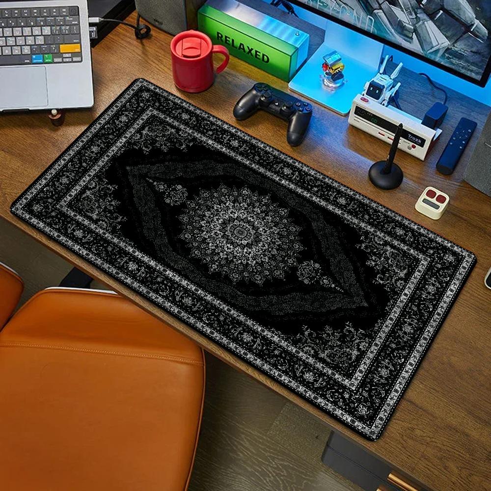Retro Gaming Keyboard And Mouse - Neuer schwarzer persischer Teppich, geheimnisvolles Retro-Mauspad,