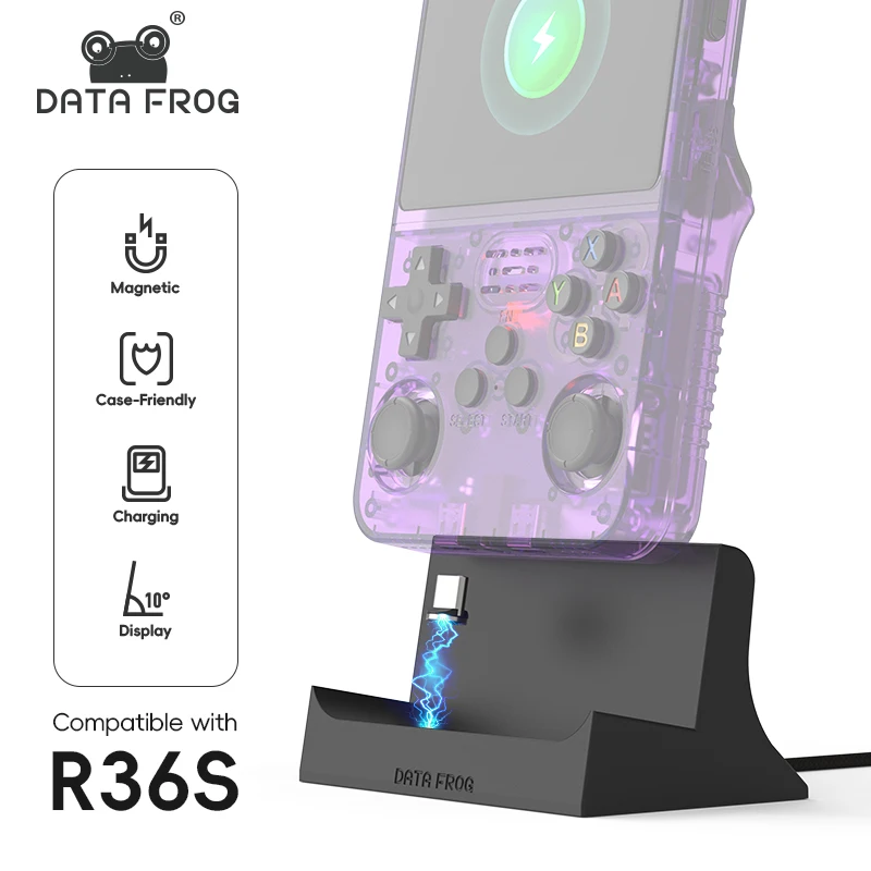 Retro Gaming R36S - Data Frog R36S Ladestation, Magnetische Typ-C