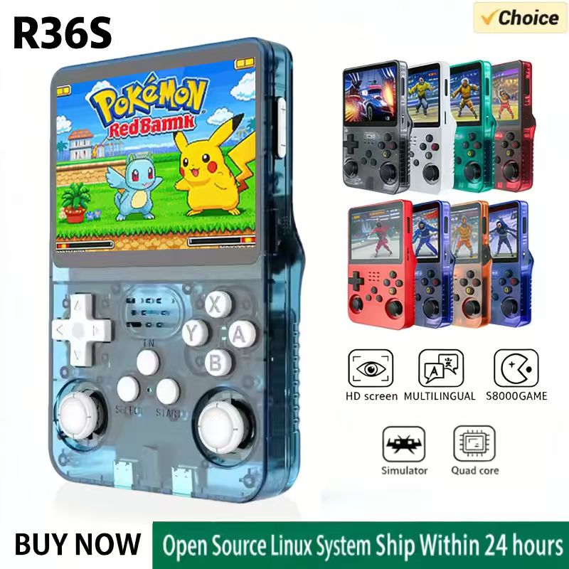 Retro Gaming R36S - R36S Handheld-Spielkonsole ARKOS-System 3,5 Zoll IPS-Bildschirm