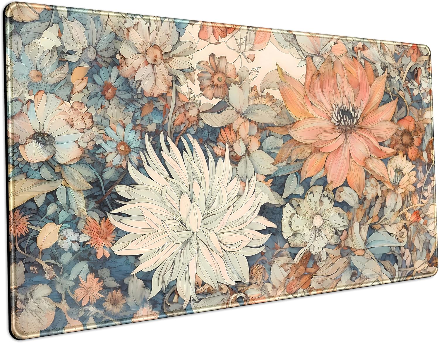 Retro Gaming Keyboard And Mouse - Retro-Schreibtischunterlage mit japanischem Blumenmuster – Boho-ästhetisches