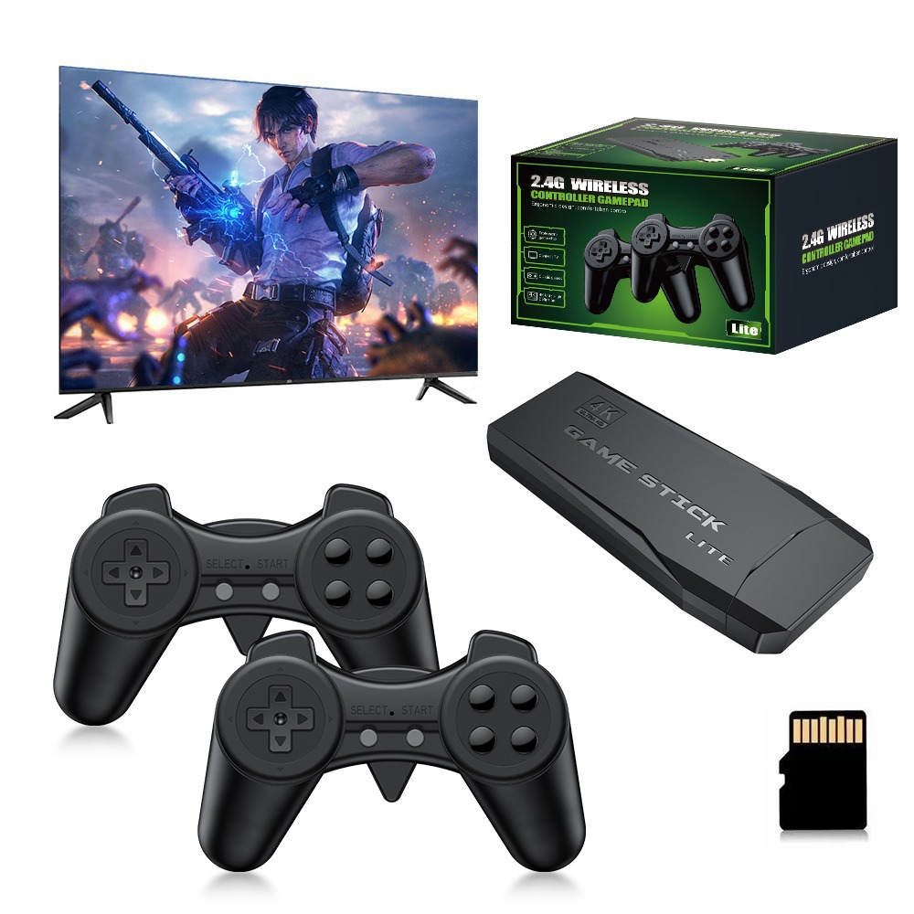 Retro Gaming Stick - Tragbare 4K Retro-Spielekonsole mit 2 Kabellosen
