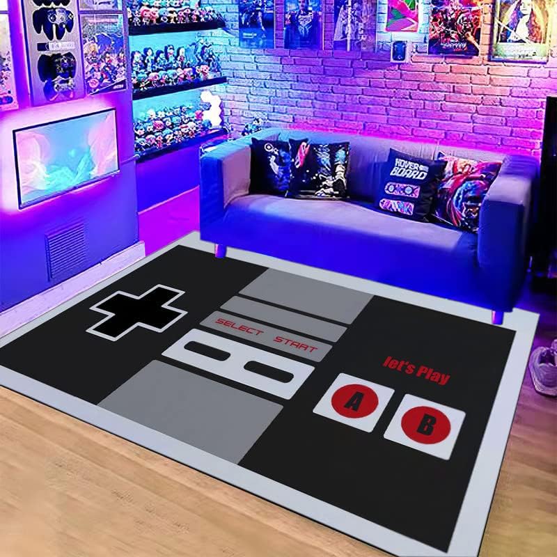 Retro Gaming Theme - Vintage NES-Controller Themen-Teppich, Rutschfeste Matte mit