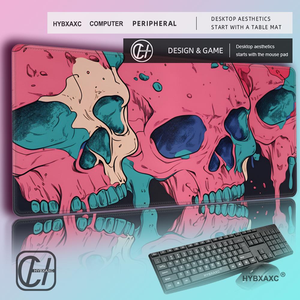 Retro Gaming Keyboard And Mouse - HYBXAXC Retro Graffiti Totenkopf Mauspad, Gaming-Schreibtischunterlage