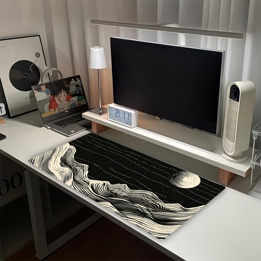 Retro Gaming Desk Setup - Vintage Wave Mountain Moon Großes, erweitertes