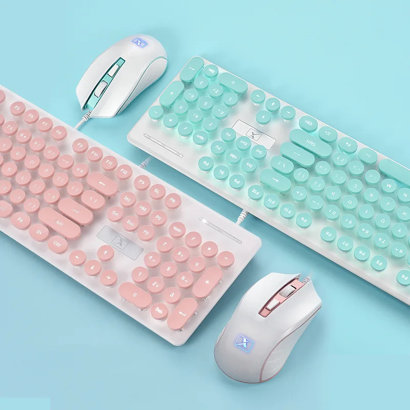 Retro Gaming Mini Pc - Rosa Retro Wired Gaming Tastatur und
