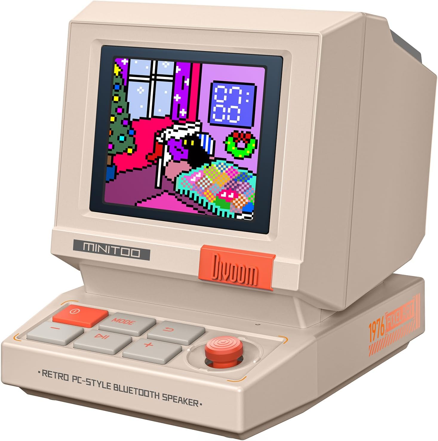 Retro Gaming Mini Pc - Retro PC-Stil Mini-Lautsprecher mit Smart Pixel-Bildschirm,