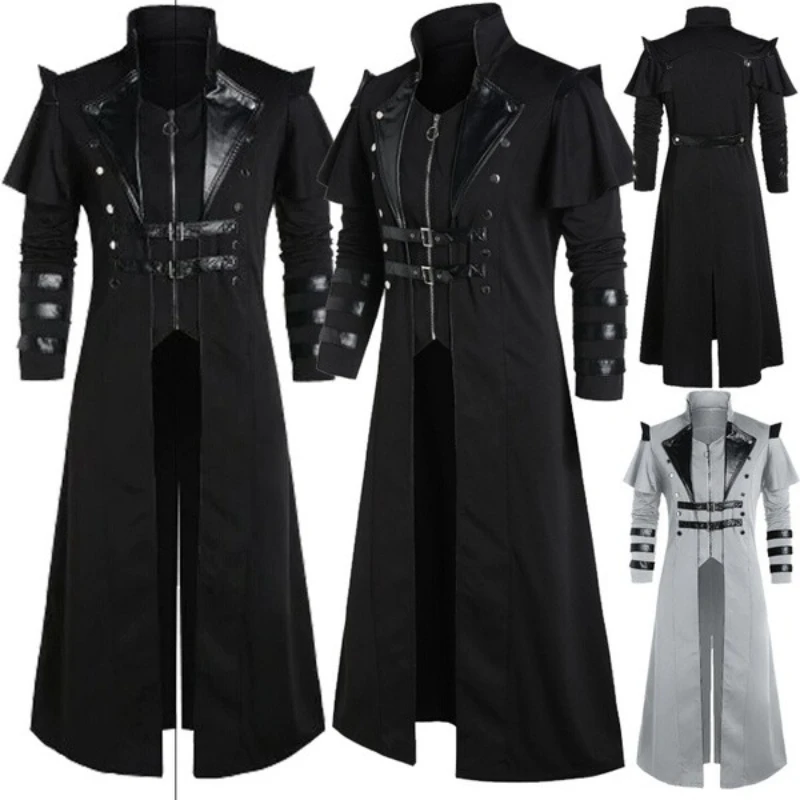 Retro Gaming Jacket - Vintage Herren Gothic Steampunk Lange Jacke