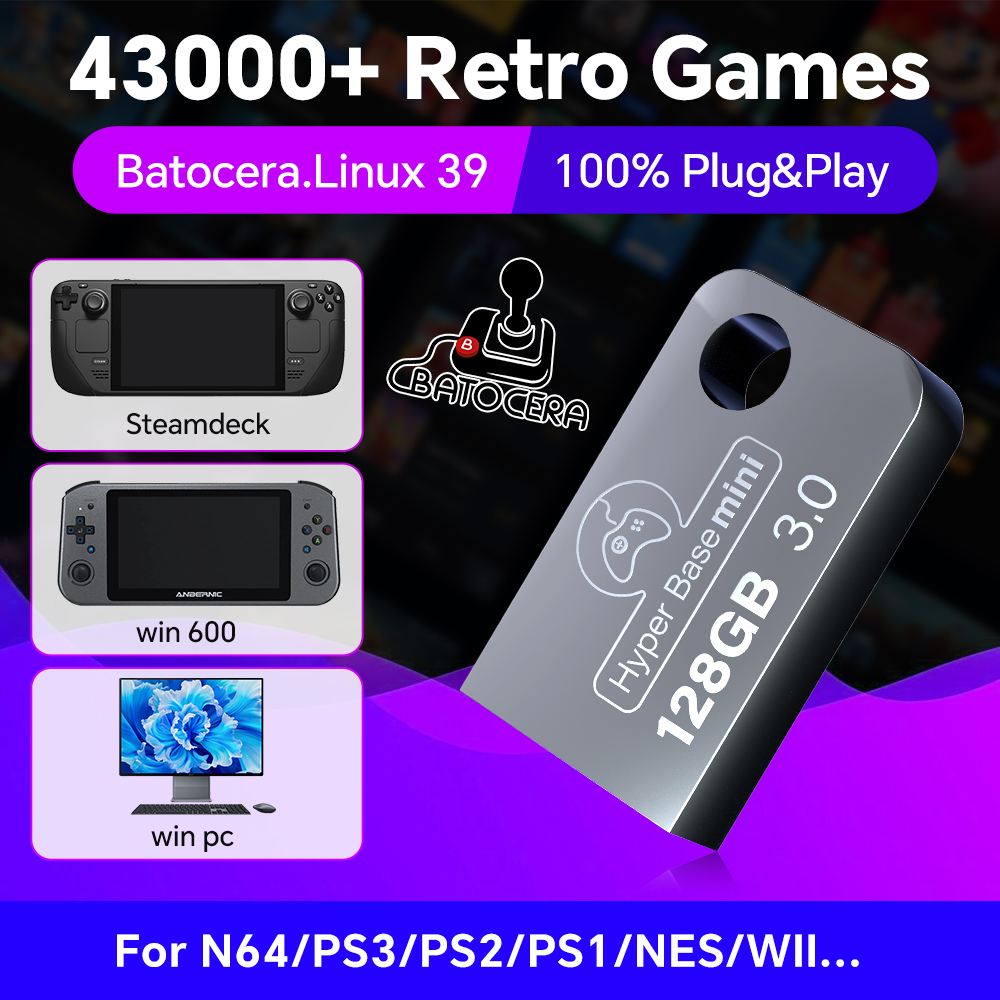 Retro Gaming Stick - Batocera 128G USB-Flash-Laufwerk für Windows 43000,