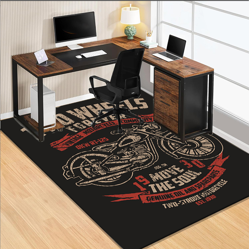 Retro Gaming Desk Setup - Schreibtischteppich mit Motorrad-Motiv für Gaming-Setup, Retro-Fahrrad-Design,